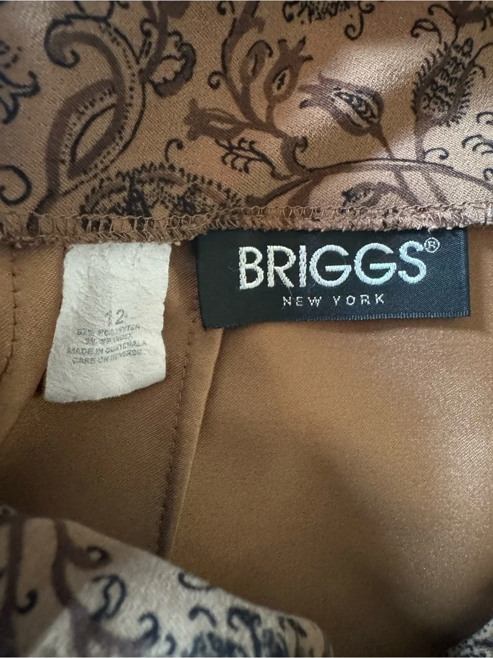 Vintage Briggs New York Brown Printed Pencil Skirt with Dark Border